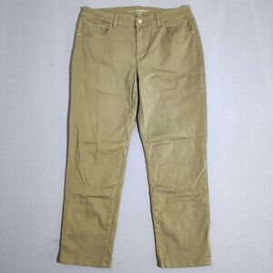 Chico's jeans woman's 2( L/12) olive green colour Platinum Boyfriend style